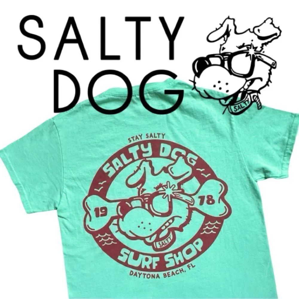 Salty Dog Surf Shop Daytona Beach Garment Dyed Short Sleeve Screen Print T-Shirt